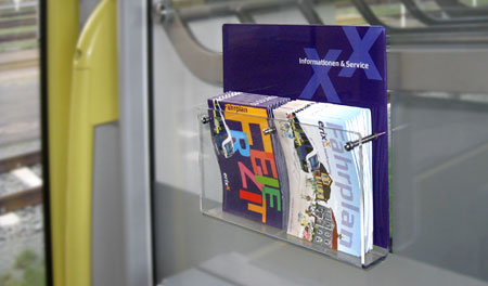Acrylglas-Dispenser: Prospekthalter-Systeme/Displays der Spitzenklasse f&uuml;r Flyer, Brosch&uuml;ren, Fahrpl&auml;ne, Kunden-Magazine etc.